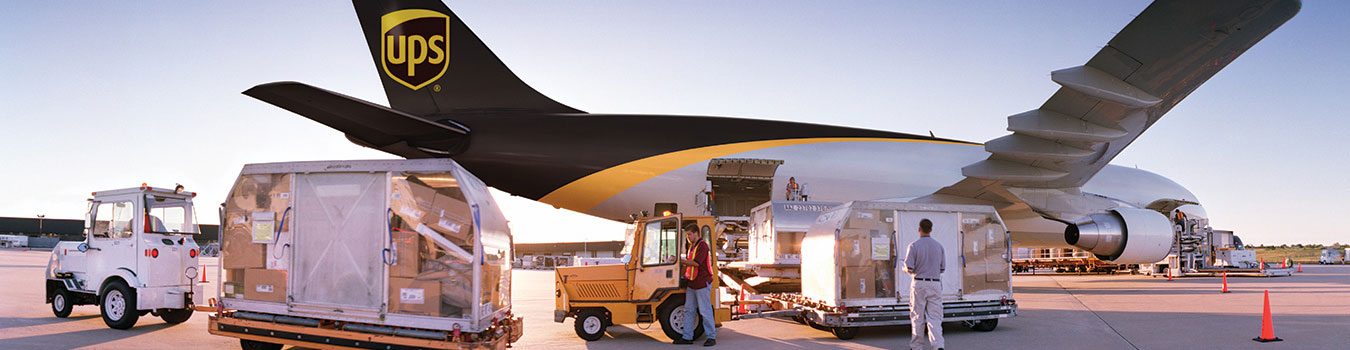 UPS cargo plane being loaded with packages