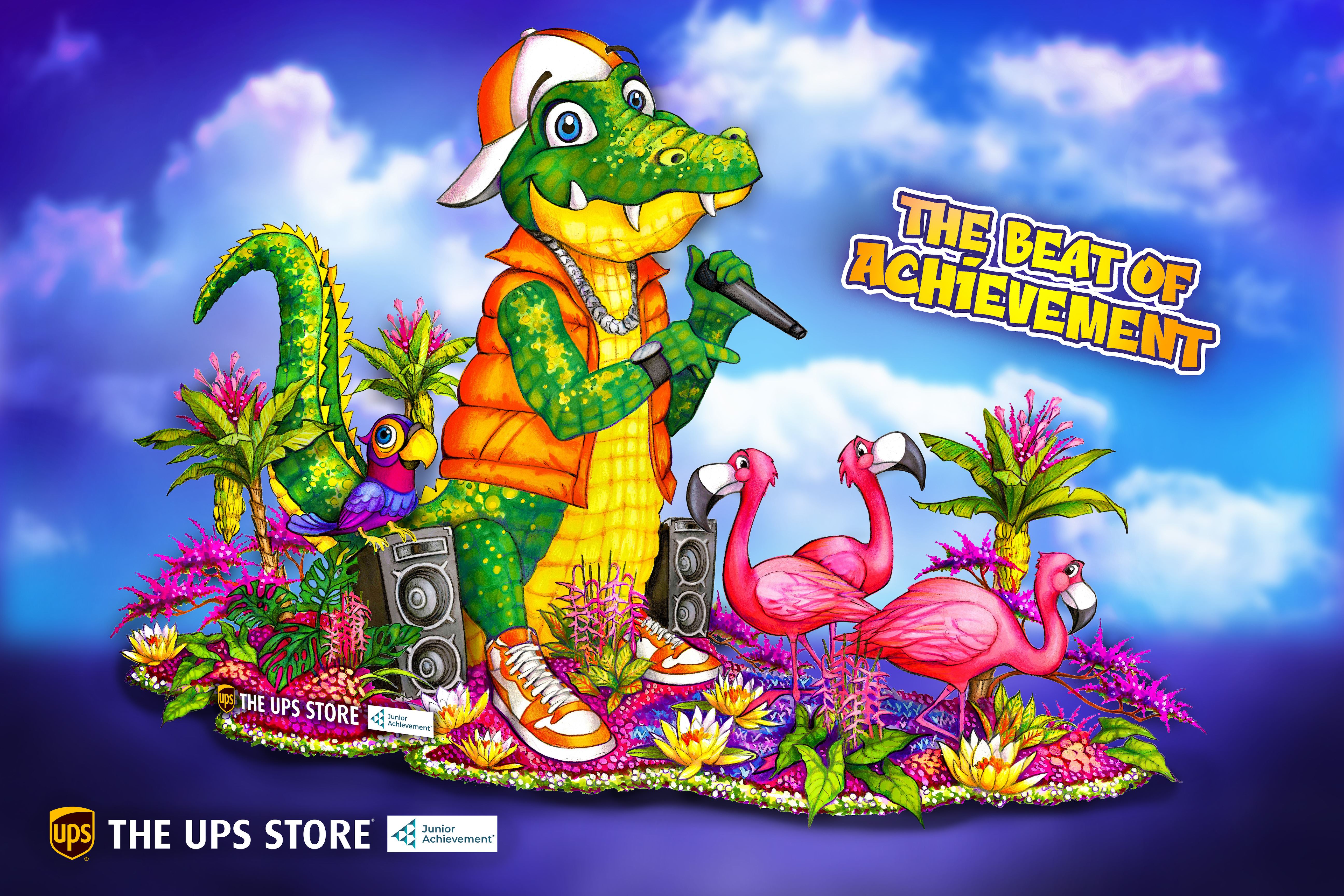 Crocodile on The UPS Store Rose Parade Float illustration