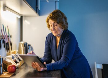 woman on a mobile tablet