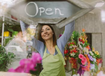 flower shop opens for the day