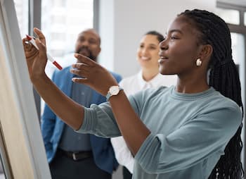 woman pitching new business plan