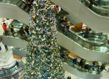 crowds inside mall shopping