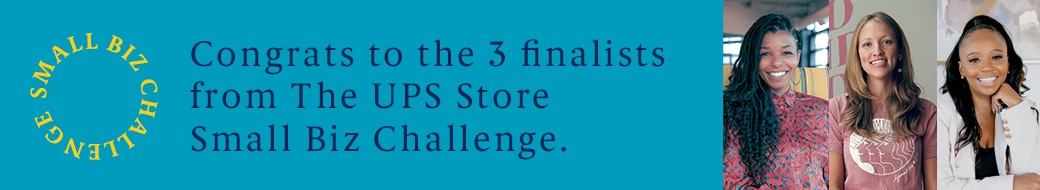 Image of the 3 finalists from The UPS Store Small Biz Challenge