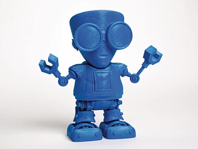 Robot azul impreso en 3D