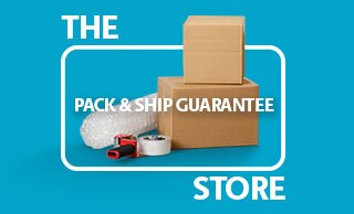 Shipping boxes and tape gun on a blue background