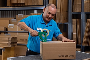 Associate packing an item