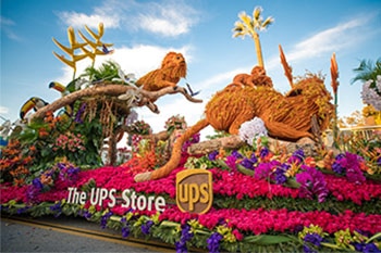 Fotografía de la carroza de The UPS Store en el Rose Parade 2020